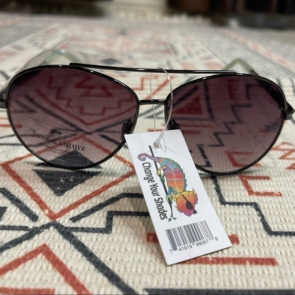 Juicy Couture Gray Metal Aviators With Sage Blue Temple Sunglasses